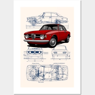 My drawing of the classic Italian sports coupe Posters and Art